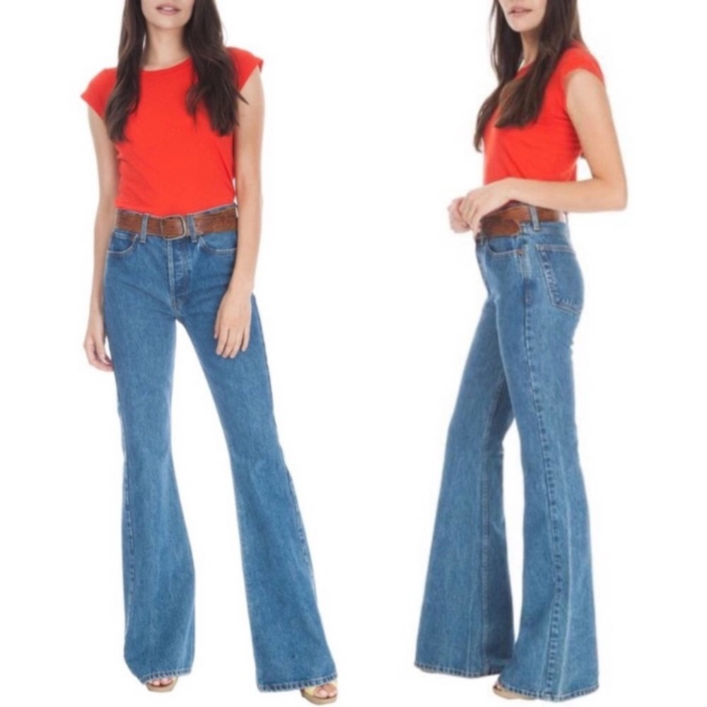 MOVING SALE Redone Originals High Rise Break Flare Button Fly Denim Jeans 29